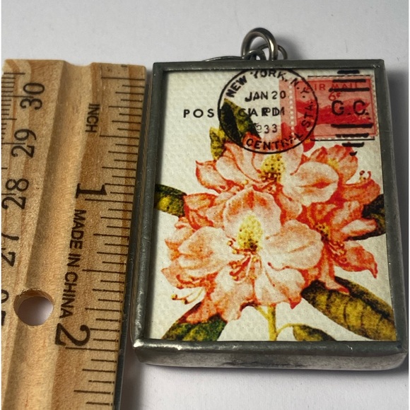 pendant Jewel Kade JK Flower Charm sparkle Tropical Back NY GC Station Stamp - Picture 6 of 9